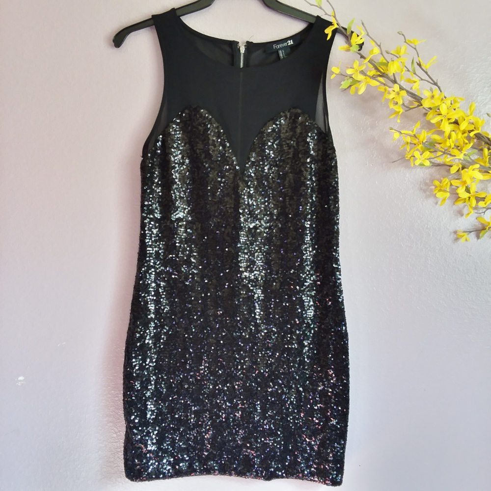 Forever 21 black sequin bodycon mesh dress - Picture 4 of 7
